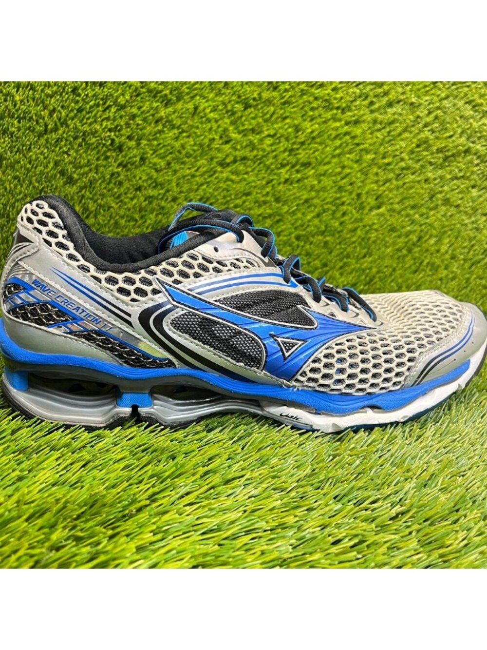 Mizuno Wave Creation 17 Mens Size 13 Silver Blue Athletic Running Shoes Sneakers